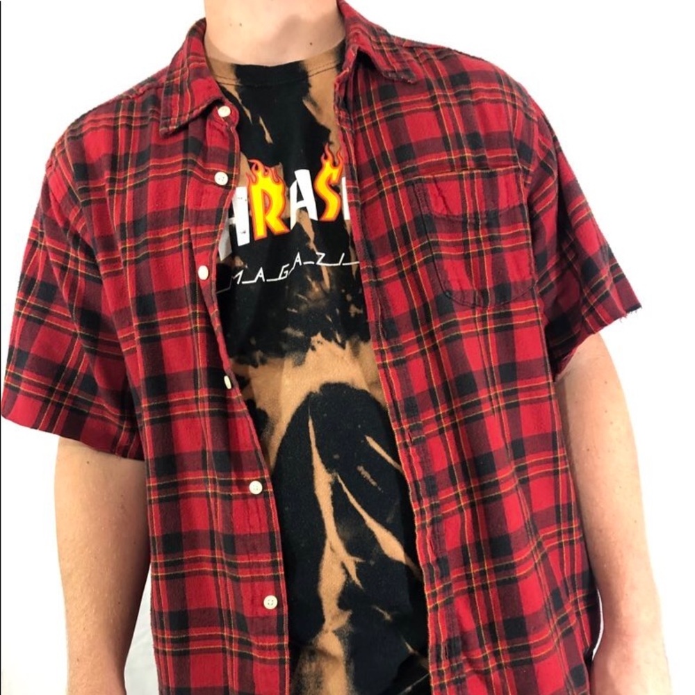 Short Sleeve Red Flannel Shirt